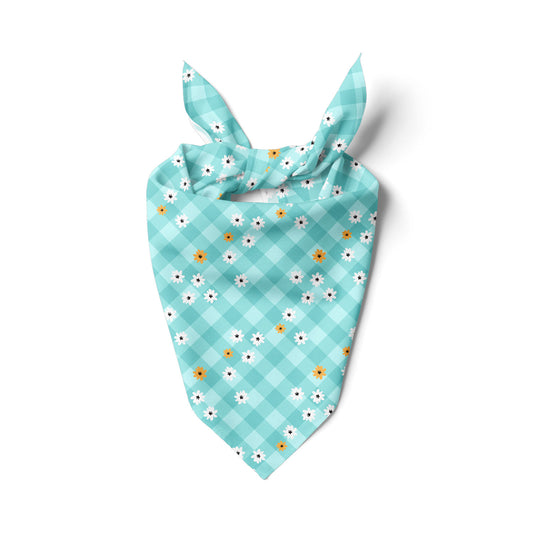 Gingham Retro Floral Bandana